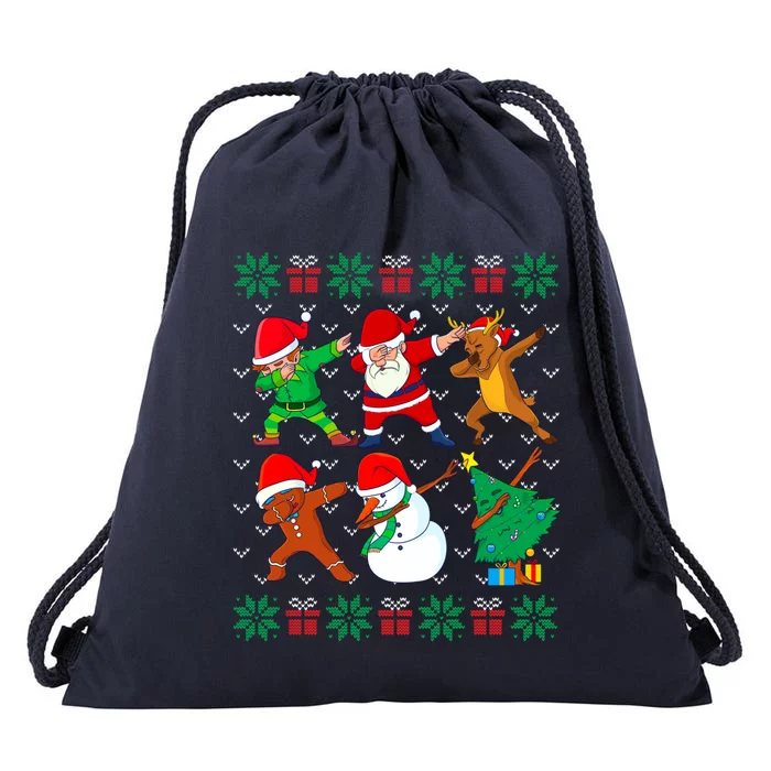 Dabbing Santa Elf Friends Ugly Xmas Cool Gift Drawstring Bag