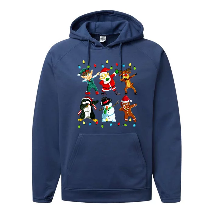 Dabbing Santa Elf Friends Christmas Xmas Dab Performance Fleece Hoodie