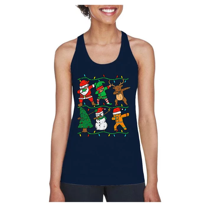 Dabbing Santa Elf Reindeer Dab Pajamas Christmas Women's Racerback Tank