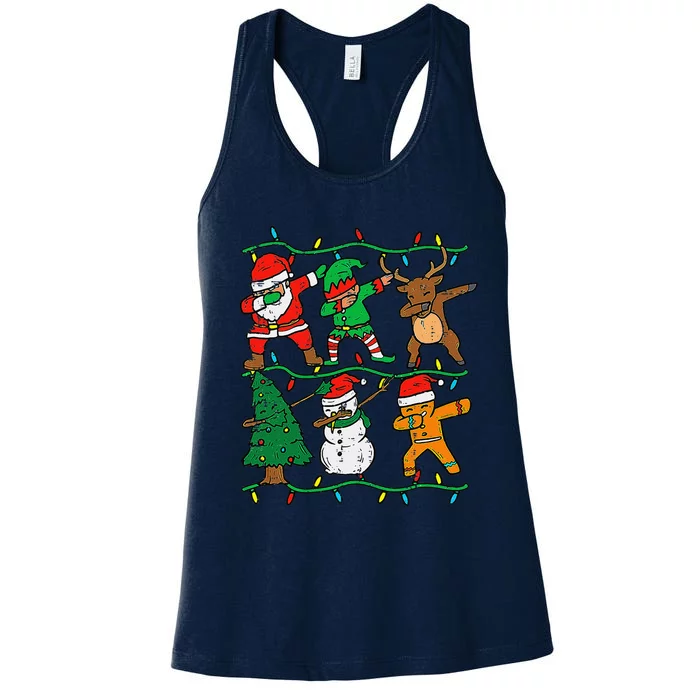 Dabbing Santa Elf Reindeer Dab Pajamas Christmas Women's Racerback Tank