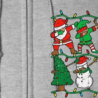 Dabbing Santa Elf Reindeer Dab Pajamas Christmas Full Zip Hoodie