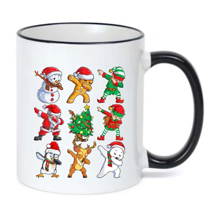 Dabbing Santa Elf Friends Christmas Black Color Changing Mug