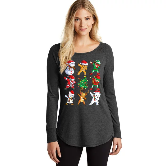 Dabbing Santa Elf Friends Christmas Women's Perfect Tri Tunic Long Sleeve Shirt