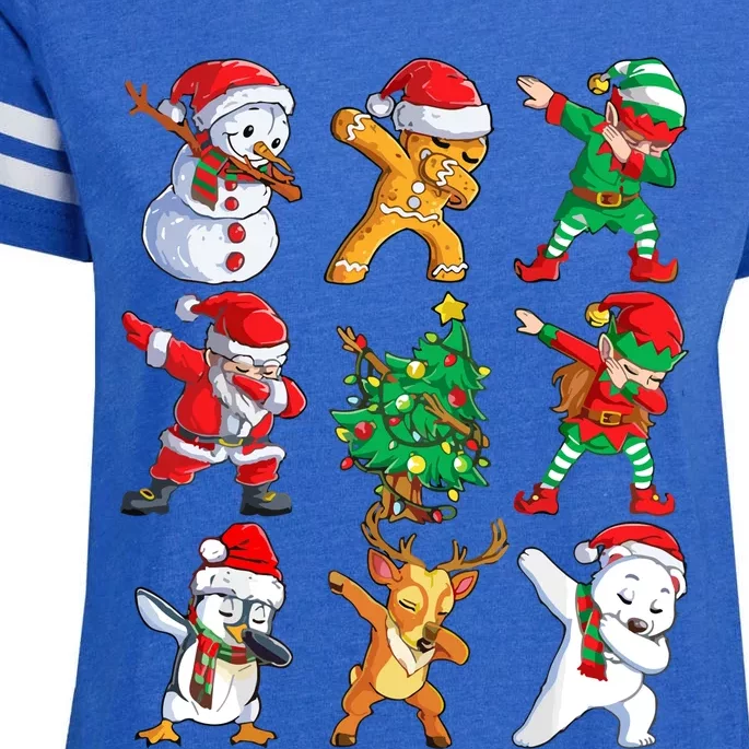 Dabbing Santa Elf Friends Christmas Enza Ladies Jersey Football T-Shirt