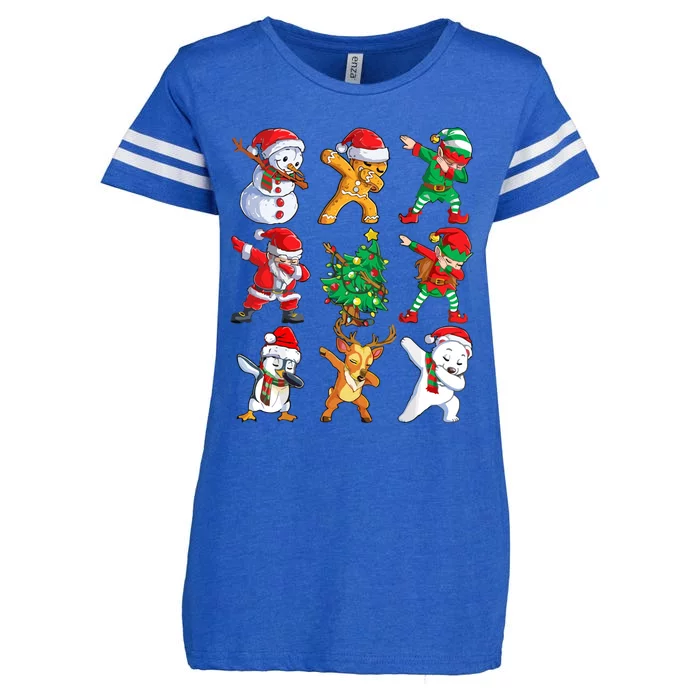 Dabbing Santa Elf Friends Christmas Enza Ladies Jersey Football T-Shirt