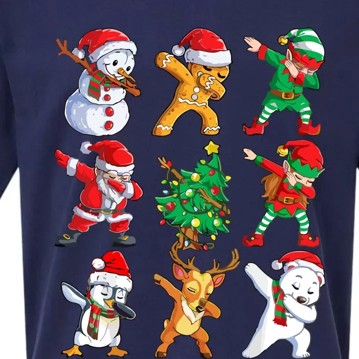 Dabbing Santa Elf Friends Christmas Sueded Cloud Jersey T-Shirt