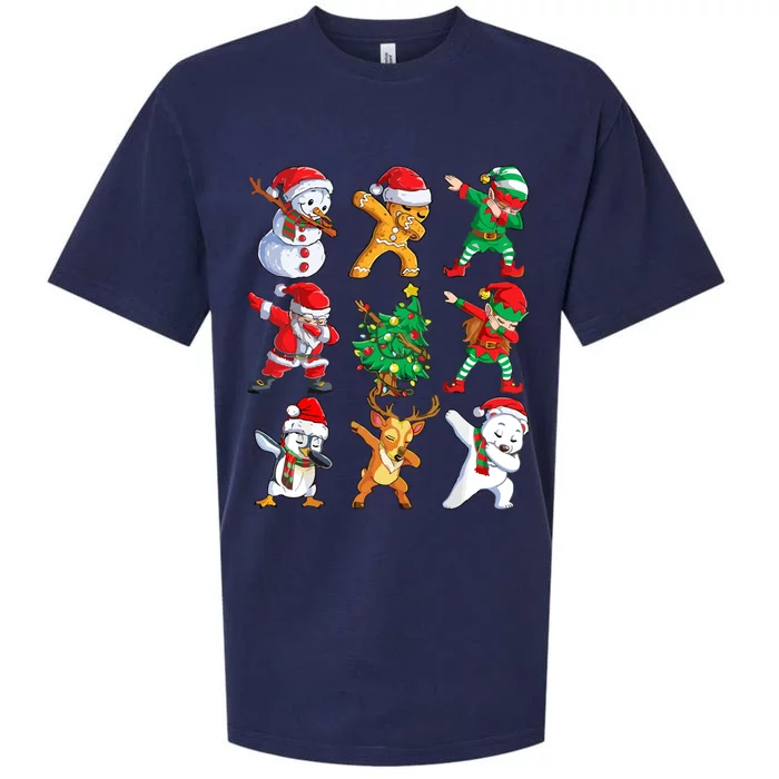 Dabbing Santa Elf Friends Christmas Sueded Cloud Jersey T-Shirt