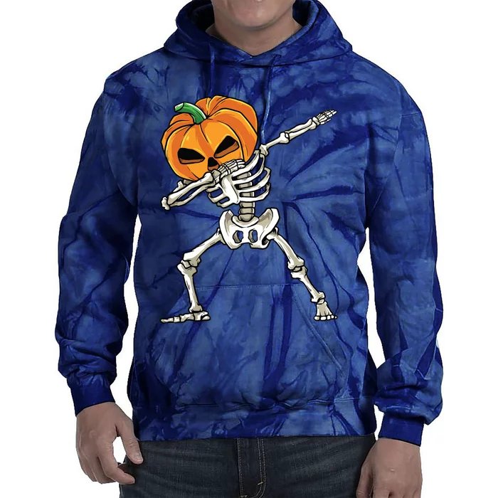 Dabbing Skeleton For Boy Halloween 2024 Tie Dye Hoodie