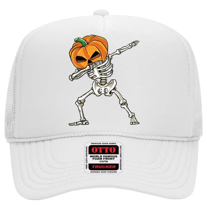 Dabbing Skeleton For Boy Halloween 2024 High Crown Mesh Trucker Hat