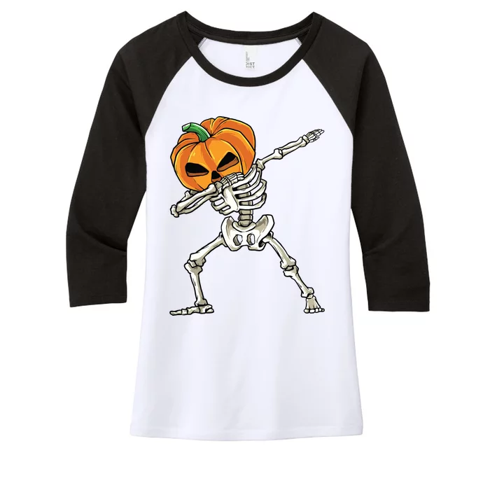 Dabbing Skeleton For Boy Halloween 2024 Women's Tri-Blend 3/4-Sleeve Raglan Shirt