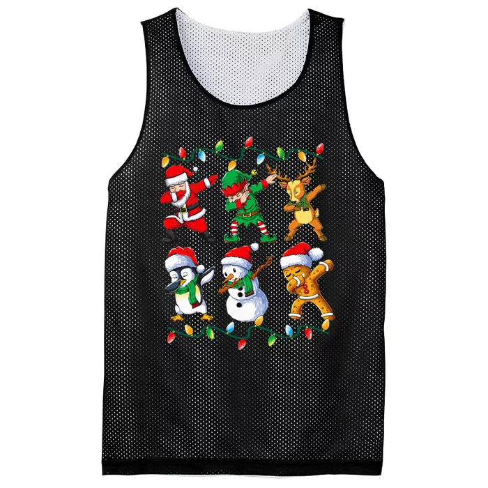 Dabbing Santa Friends Xmas Gifts Kids Christmas Mesh Reversible Basketball Jersey Tank