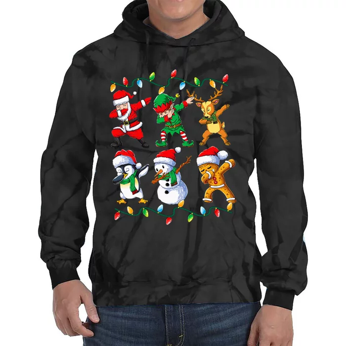 Dabbing Santa Friends Xmas Gifts Kids Christmas Tie Dye Hoodie