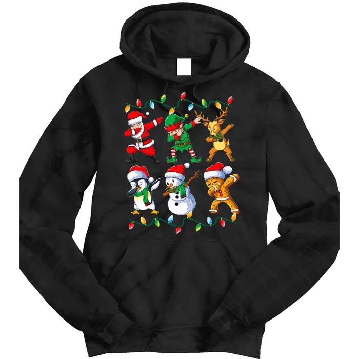 Dabbing Santa Friends Xmas Gifts Kids Christmas Tie Dye Hoodie