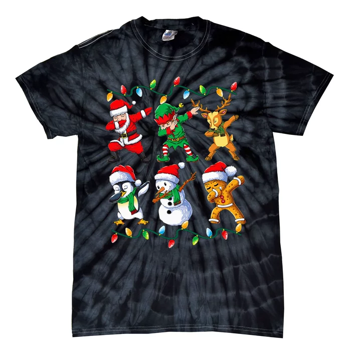 Dabbing Santa Friends Xmas Gifts Kids Christmas Tie-Dye T-Shirt