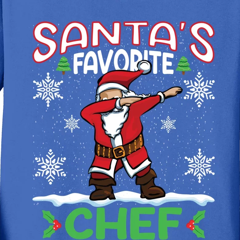 Dab Santas Favorite Chef Christmas Santa Dabbing Gift Kids Long Sleeve Shirt