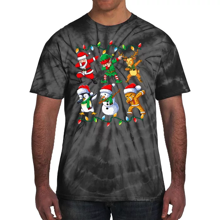 Dabbing Santa Friends Xmas Gifts Christmas Tie-Dye T-Shirt