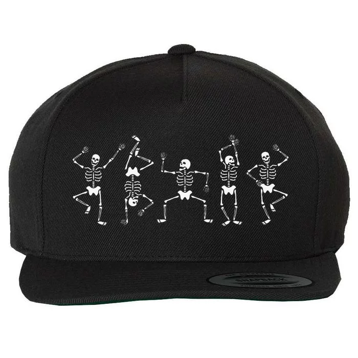 Dancing Skeletons Fun Halloween Pumpkin Spice Witch Graphic Funny Wool Snapback Cap