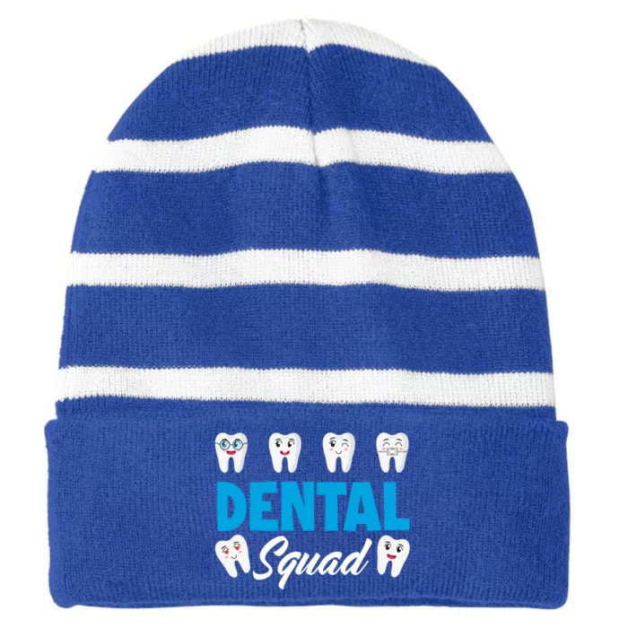 Dental Squad Funny Dental Assistant Dental Hygienist Gift Striped Beanie with Solid Band