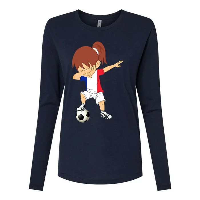 Dabbing Soccer France Jersey Girls French Football Womens Cotton Relaxed Long Sleeve T-Shirt