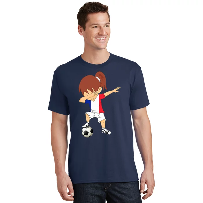 Dabbing Soccer France Jersey Girls French Football T-Shirt