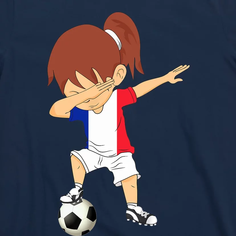 Dabbing Soccer France Jersey Girls French Football T-Shirt