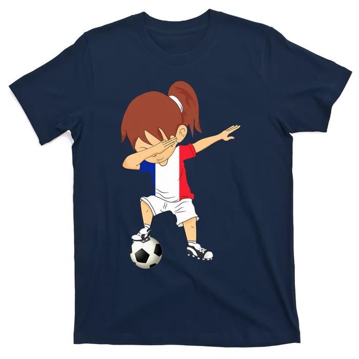 Dabbing Soccer France Jersey Girls French Football T-Shirt