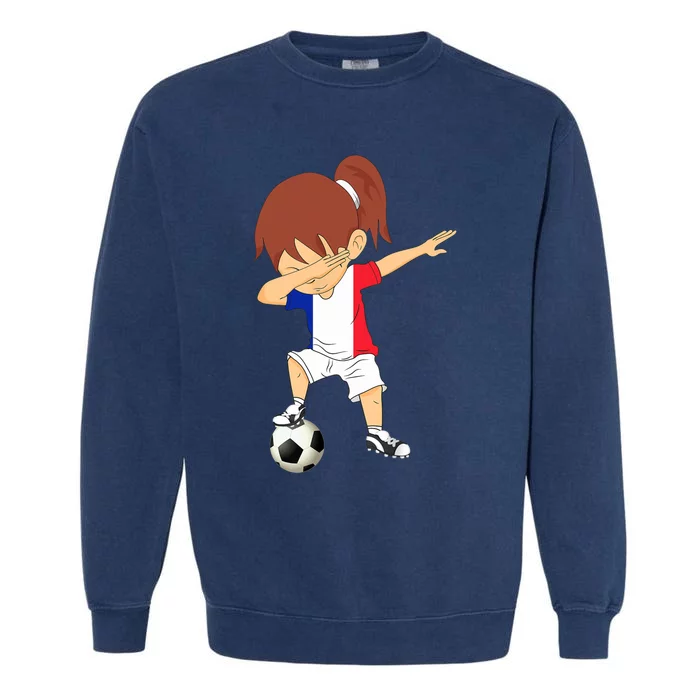 Dabbing Soccer France Jersey Girls French Football Garment-Dyed Sweatshirt