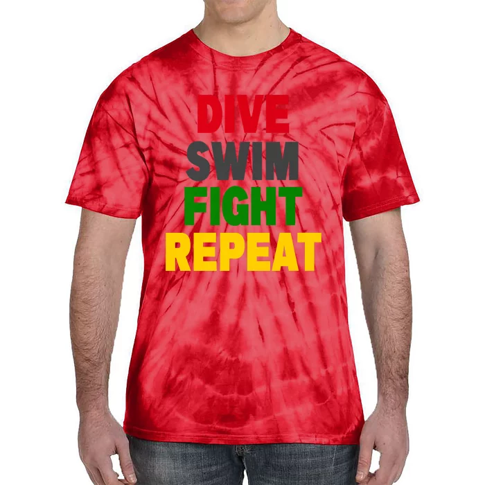 Dive Swim Fight Repeat Tie-Dye T-Shirt