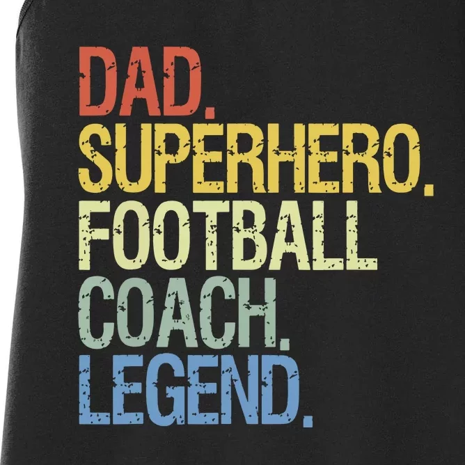 Dad Superhero Football Coach Legend Women's Racerback Tank