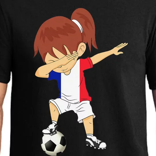 Dabbing Soccer France Jersey Girls French Football Pajama Set