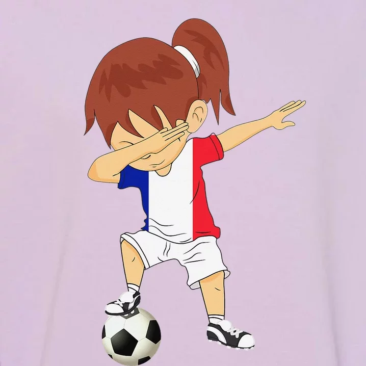 Dabbing Soccer France Jersey Girls French Football Garment-Dyed Sweatshirt