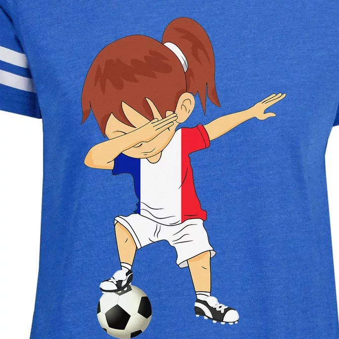 Dabbing Soccer France Jersey Girls French Football Enza Ladies Jersey Football T-Shirt