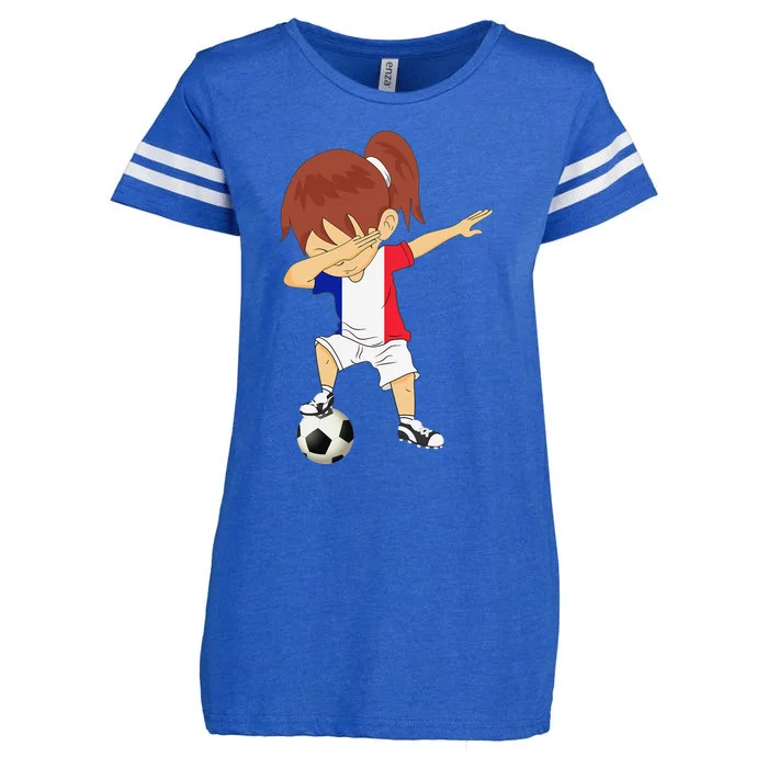 Dabbing Soccer France Jersey Girls French Football Enza Ladies Jersey Football T-Shirt