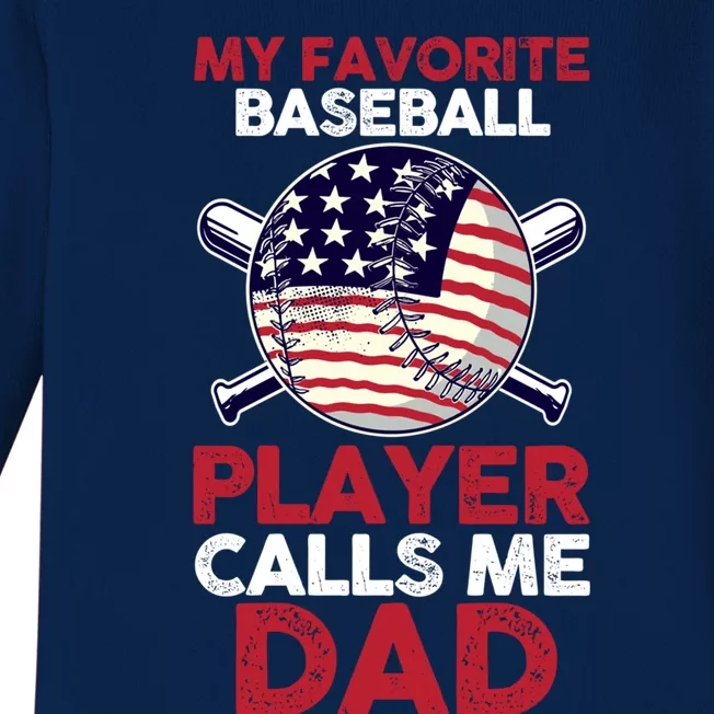 Dad Son Father Baseball Player Gift Baby Long Sleeve Bodysuit