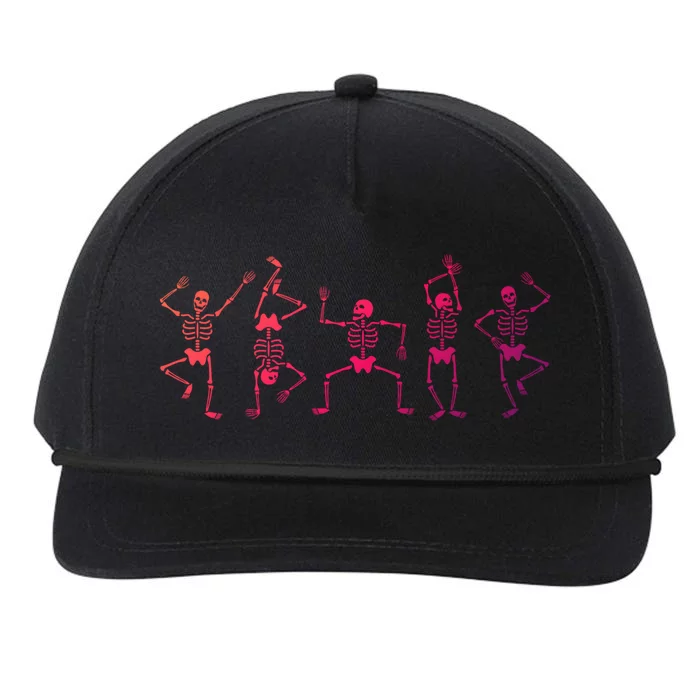 Dancing Skeletons Fun Halloween Pumpkin Spice Witch Graphic Gift Snapback Five-Panel Rope Hat