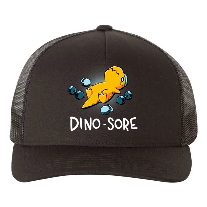 Dino Sore Funny Dinosaur Workout Gym Lifting Fitness Yupoong Adult 5-Panel Trucker Hat