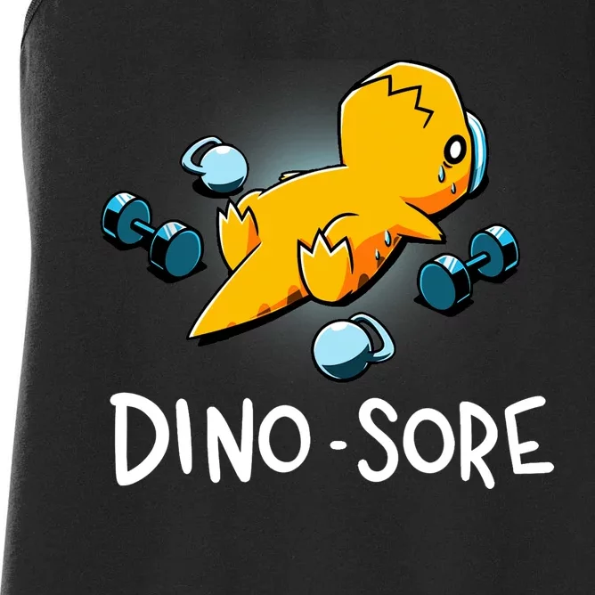 Dino Sore Funny Dinosaur Workout Gym Lifting Fitness Women's Racerback Tank