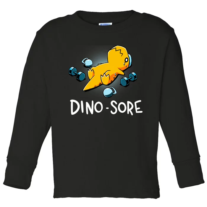 Dino Sore Funny Dinosaur Workout Gym Lifting Fitness Toddler Long Sleeve Shirt