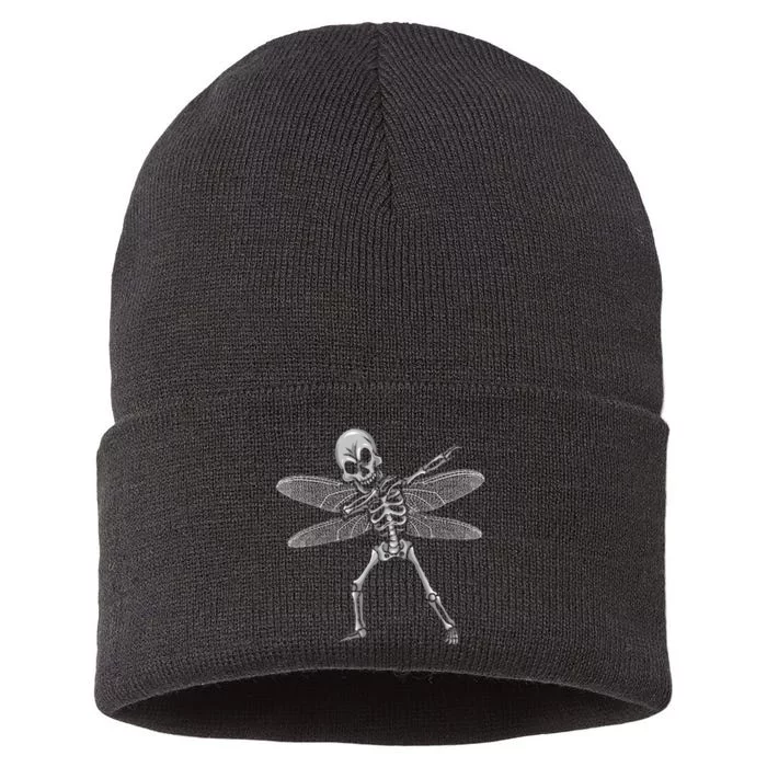 Dabbing Skeleton Fairy Funny Halloween GoblinCore Sustainable Knit Beanie