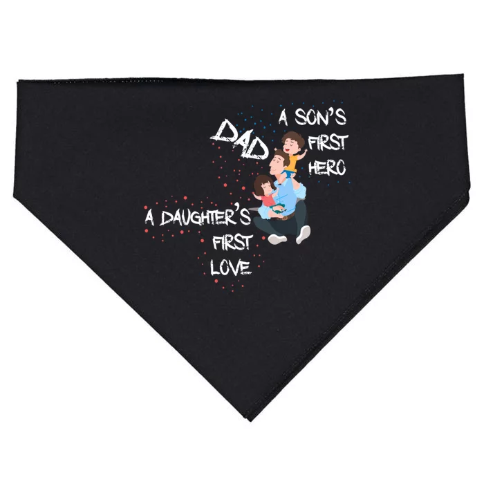 Dad Sons First Hero Daughters First Love Funny Meaningful Gift USA-Made Doggie Bandana