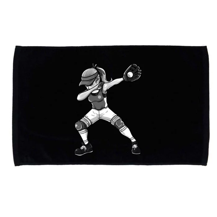 Dabbing Softball Funny Softballer Catcher Pitcher Gift Microfiber Hand Towel