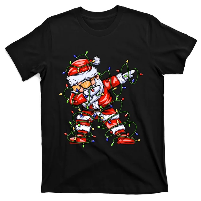 Dabbing Santa For Boy Girl Christmas Tree Lights T-Shirt