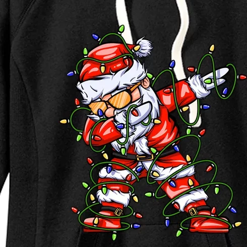 Dabbing Santa For Boy Girl Christmas Tree Lights Women's Fleece Hoodie