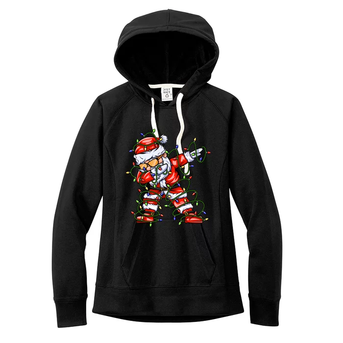 Dabbing Santa For Boy Girl Christmas Tree Lights Women's Fleece Hoodie