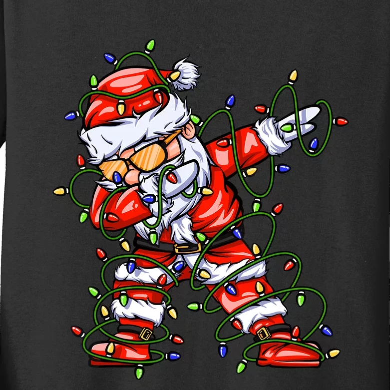 Dabbing Santa For Boy Girl Christmas Tree Lights Kids Long Sleeve Shirt