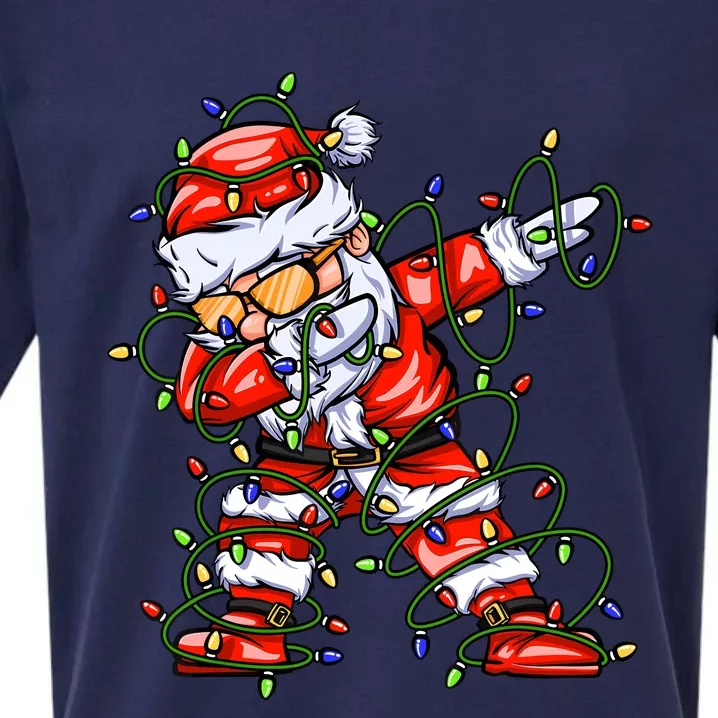 Dabbing Santa For Boy Girl Christmas Tree Lights Sueded Cloud Jersey T-Shirt