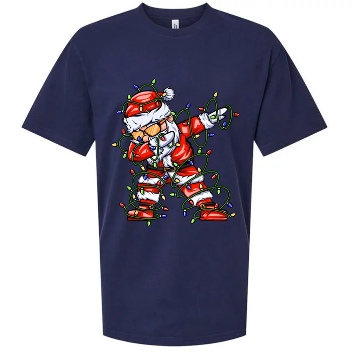 Dabbing Santa For Boy Girl Christmas Tree Lights Sueded Cloud Jersey T-Shirt