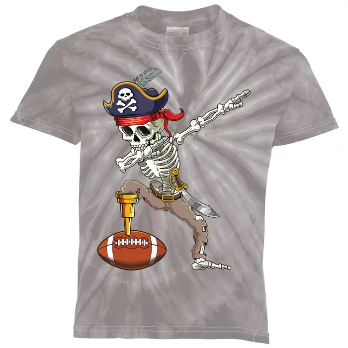 Dab Skeleton Funny Dabbing Skeleton Pirate Football Kids Tie-Dye T-Shirt