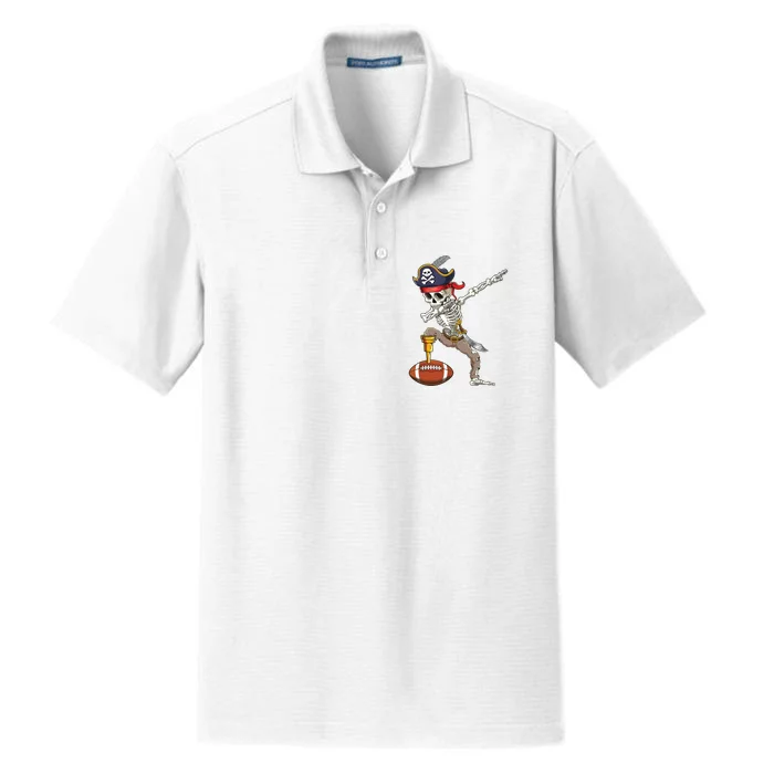 Dab Skeleton Funny Dabbing Skeleton Pirate Football Dry Zone Grid Performance Polo