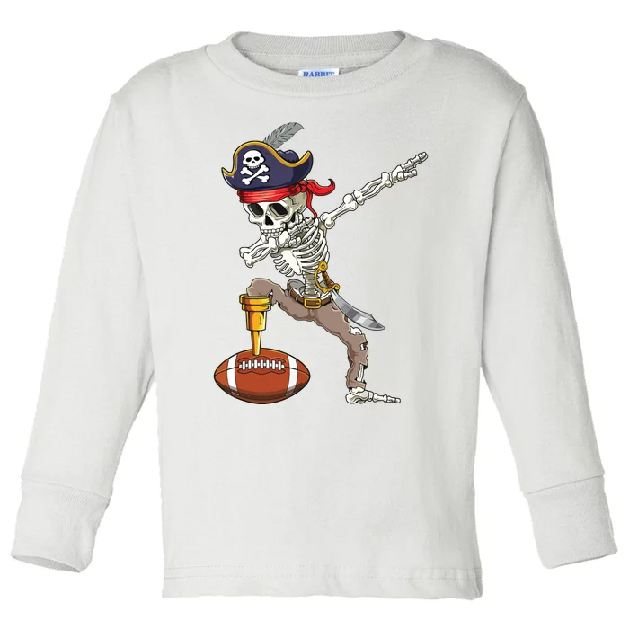 Dab Skeleton Funny Dabbing Skeleton Pirate Football Toddler Long Sleeve Shirt